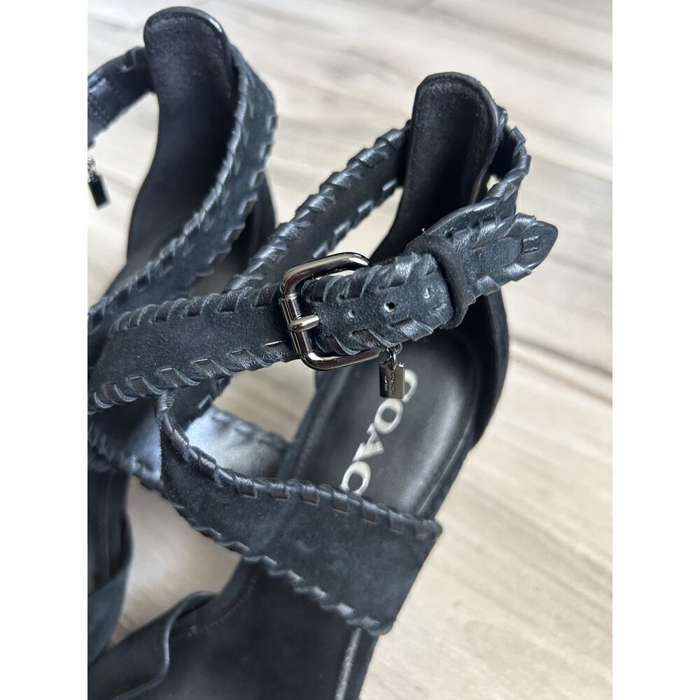 Coach Women's Henny Suede/Soft Lambskin Heels **Size 6.5** Braided Boho Style KB - Picture 3 of 8